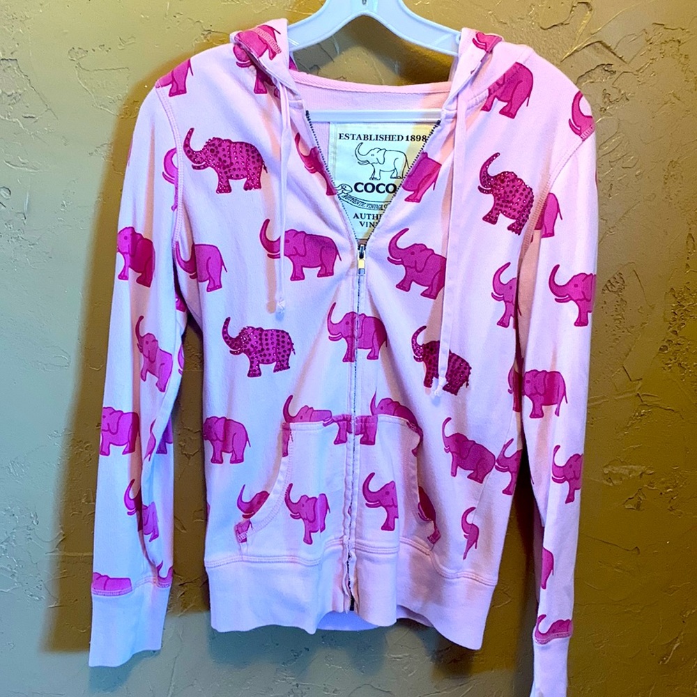 Cocoa pink elephant zip hooded jacket.